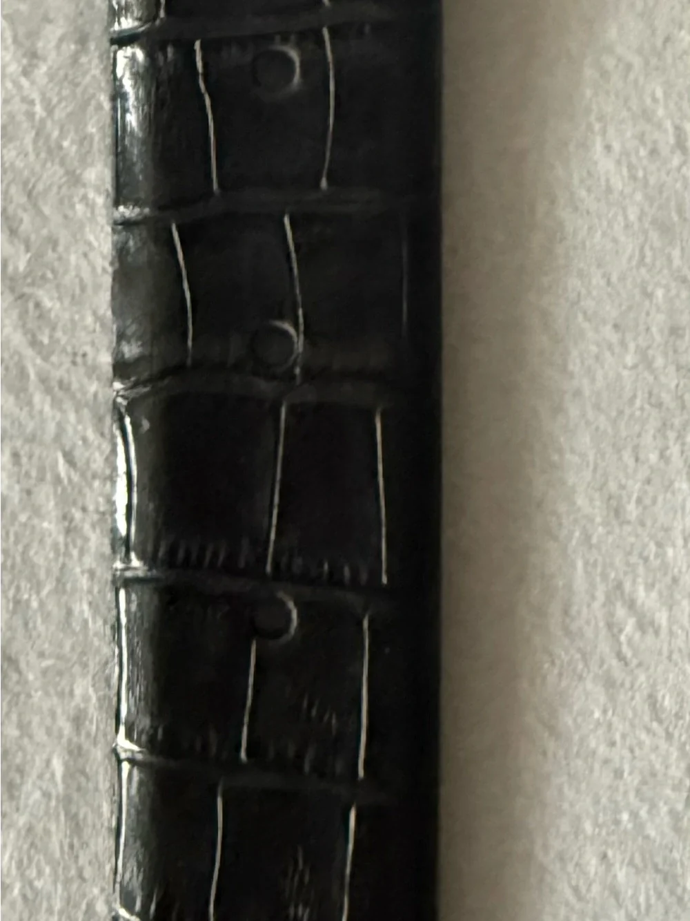 Men's Black Croc-Embossed Genuine Italian Leather Belt with Silver Buckle 44